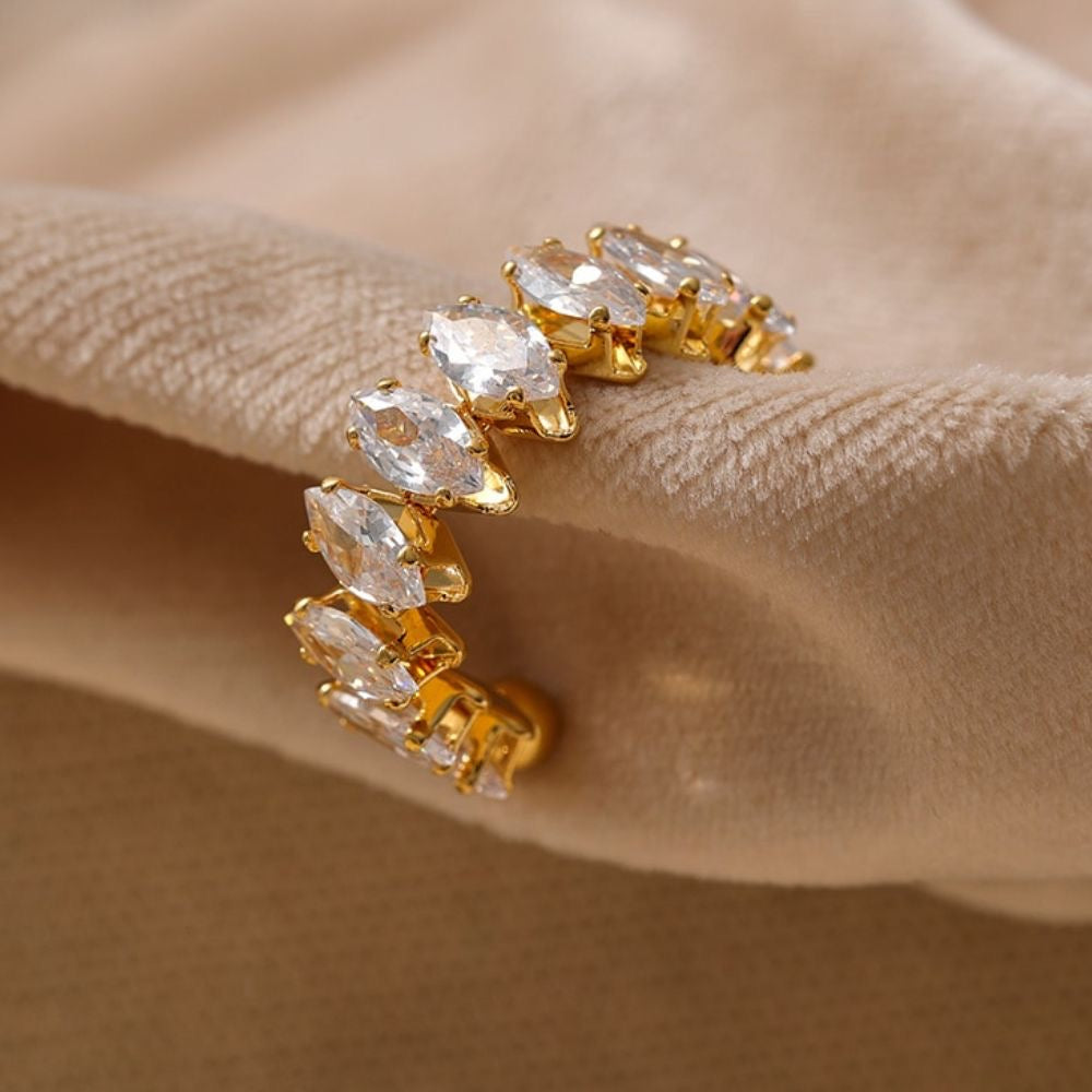 Premium stainless steel zircon ring adjustable