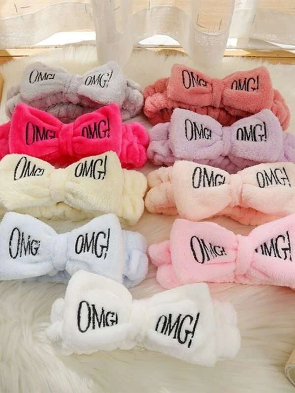 Cute bow furry skincare headband, facewash headband cute random colors
