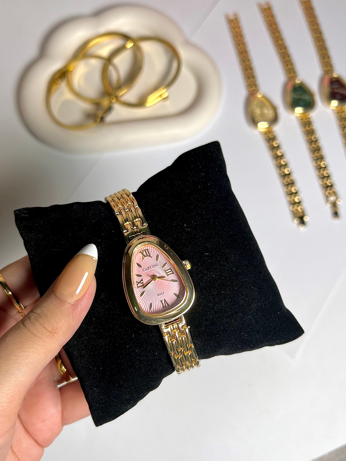 CARYINO cute pink girly vibe stainless steel women's watch