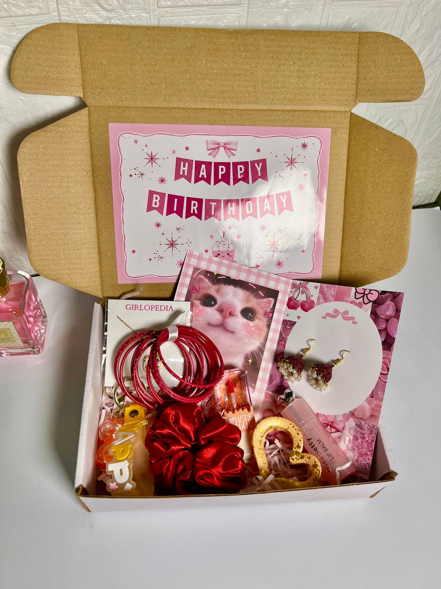 Happy birthday decor on box (items not included)