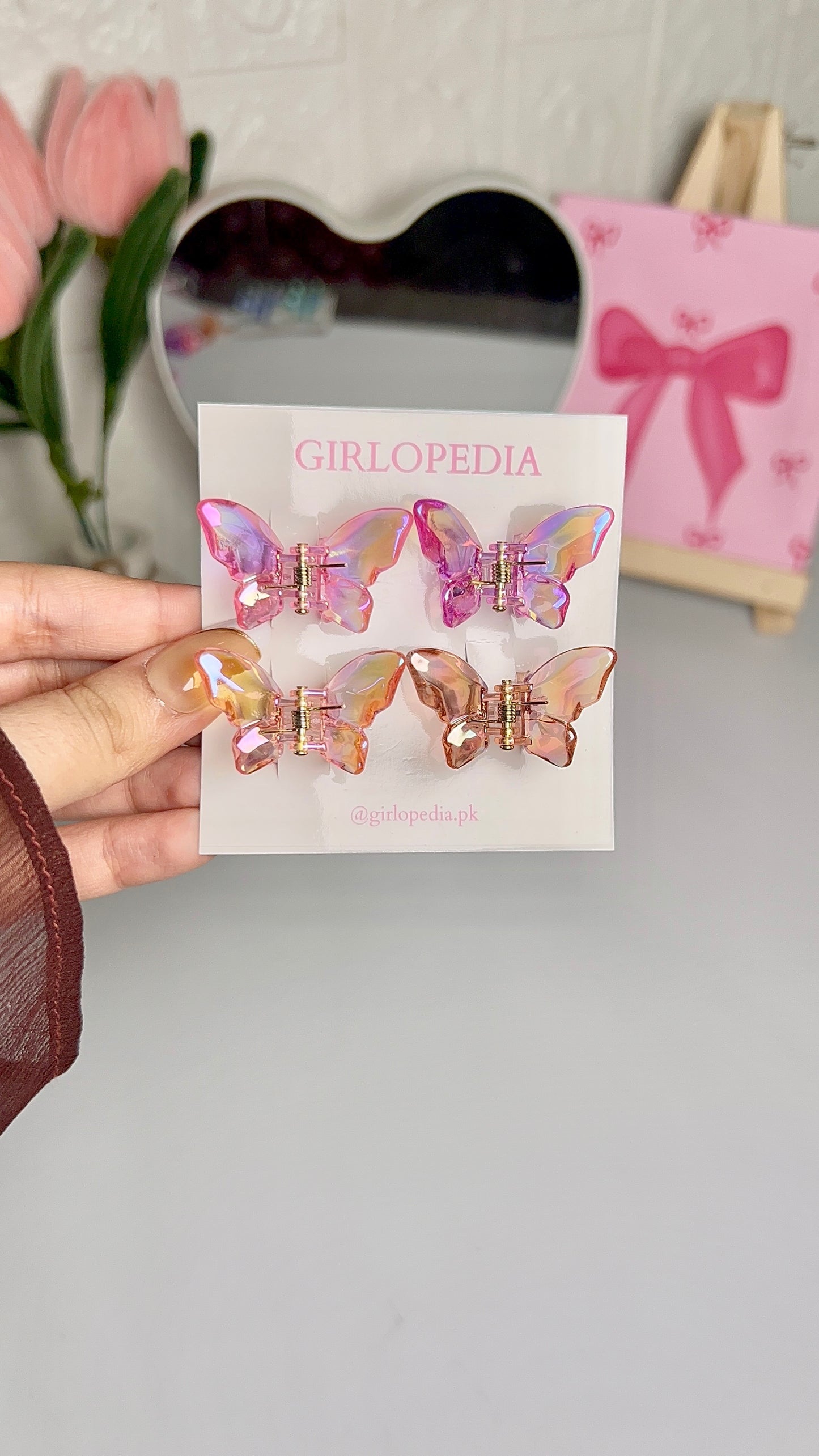 Cute mini butterfly clips 4pcs card