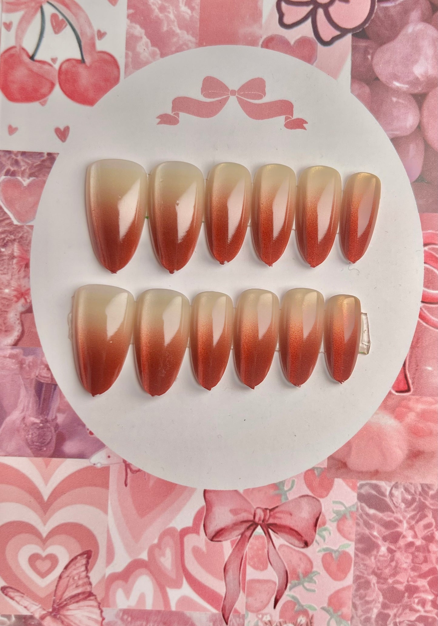 Premium gradient cat eye nail set - cute gift card packaging