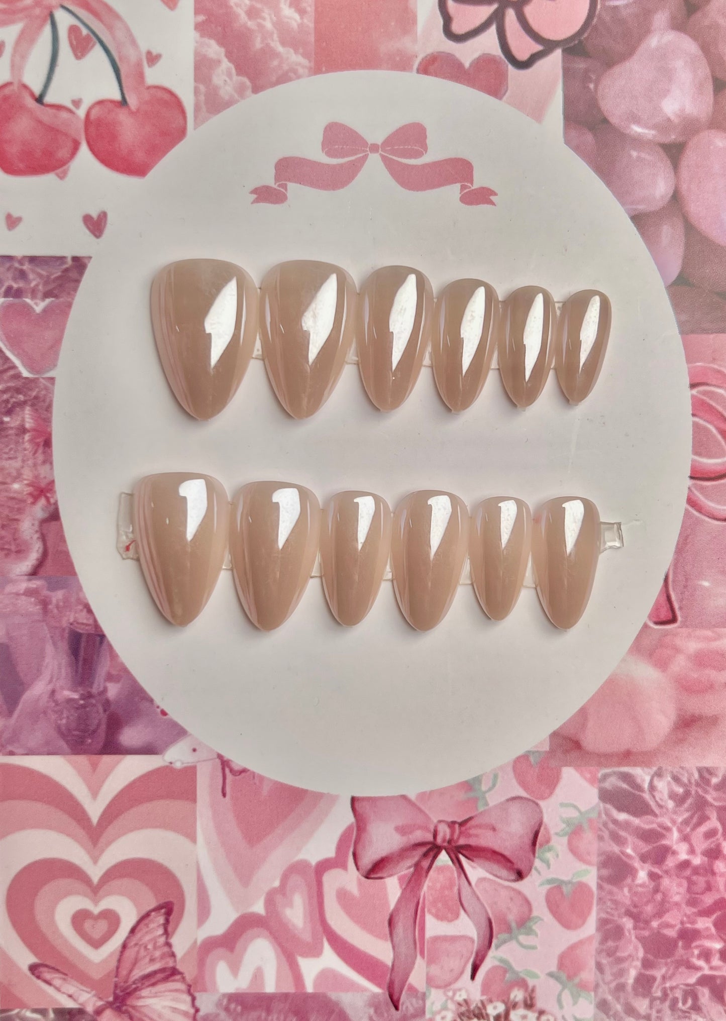 Premium Chrome metallic nude handmade nail set - gift card packaging