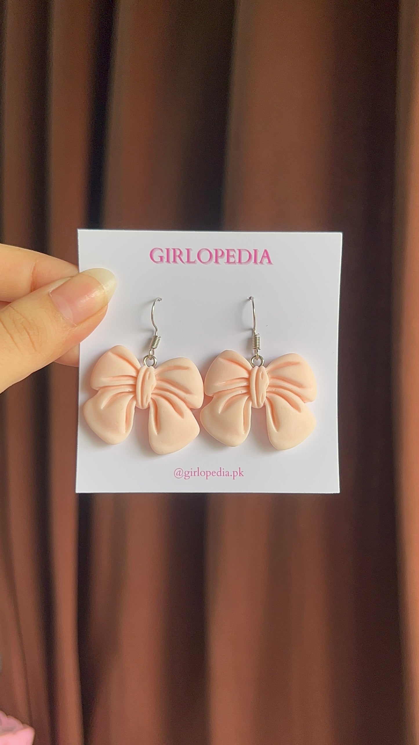 Pink bow earrings