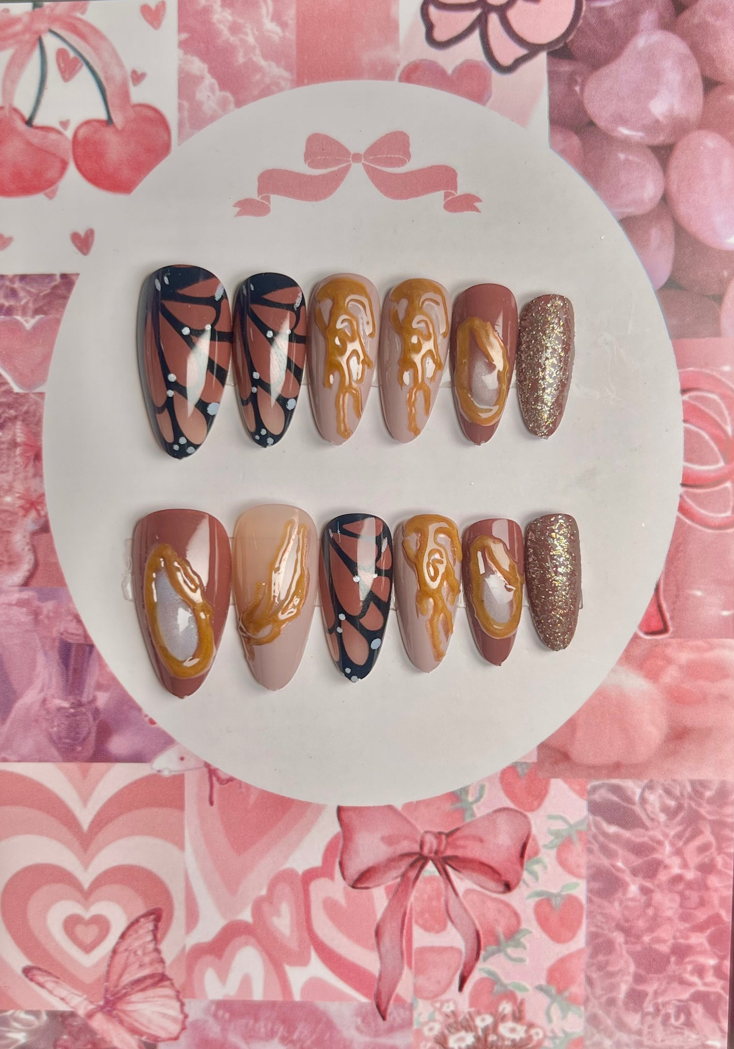 Premium 3D butterfly print nails - cute gift card packaging