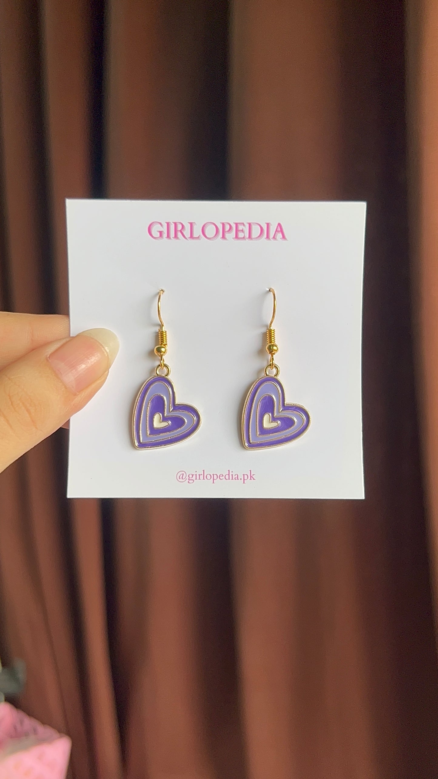 Purple heart earrings