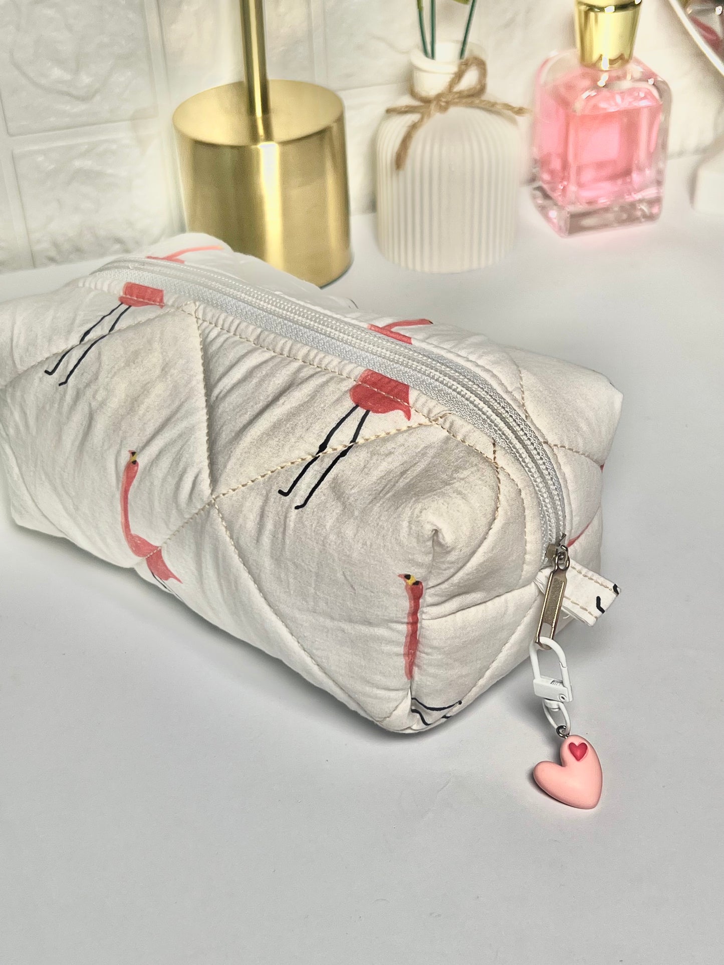 Cute flamingo makeup bag - makeup pouch with free charm