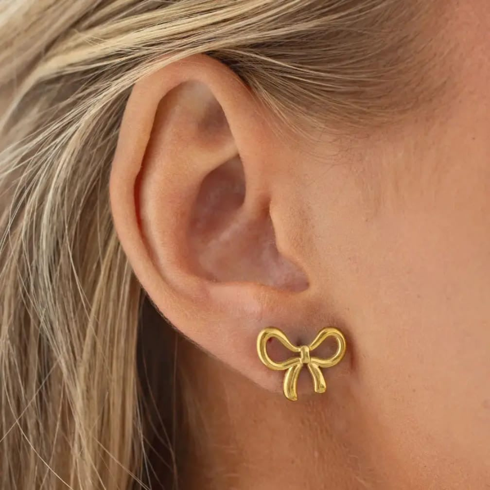 Stainless steel bow earrings