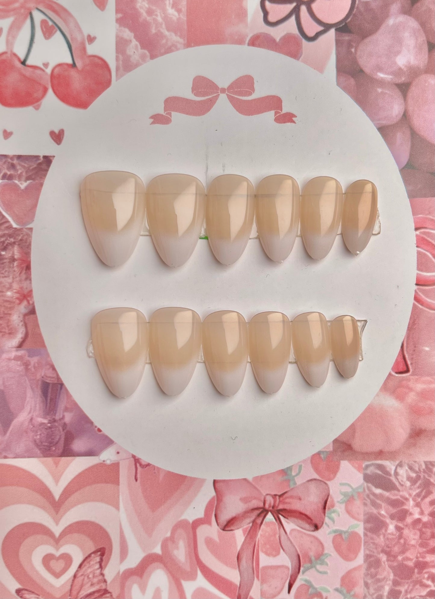 Natural french realistic nail set - cute gift card packaging