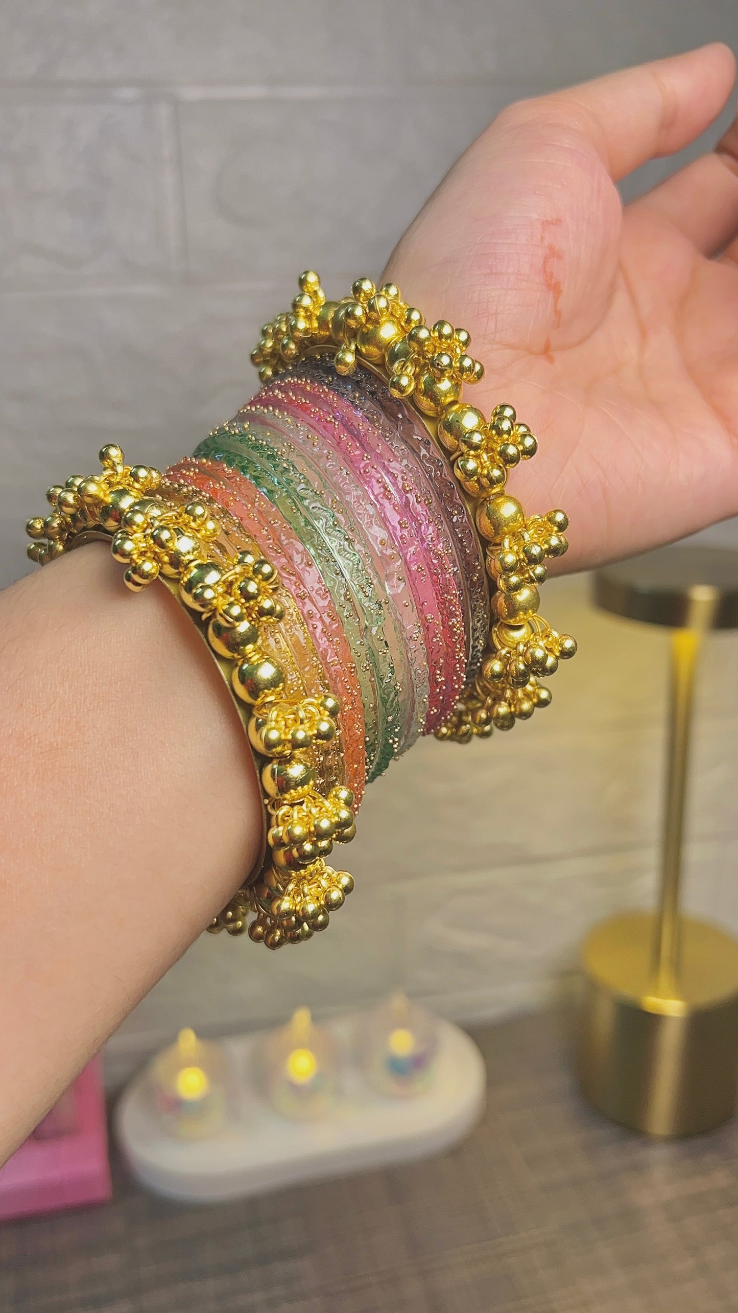 raindrop bangles set with golden kara