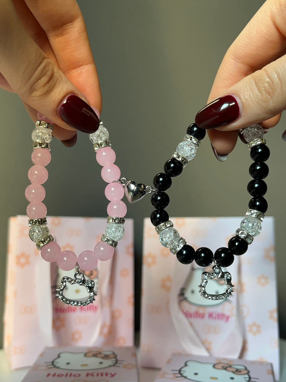 2pcs trendy hello kitty magnetic bracelet pair