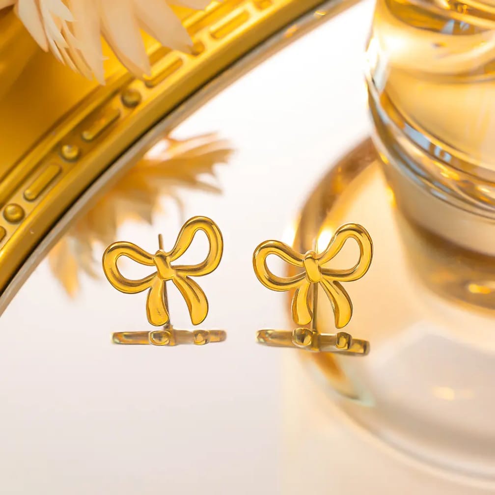 Stainless steel bow earrings