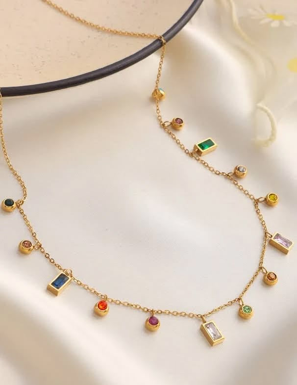 Multicolor stone necklace