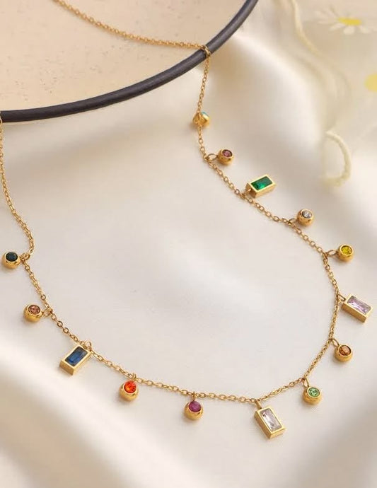 Multicolor stone necklace