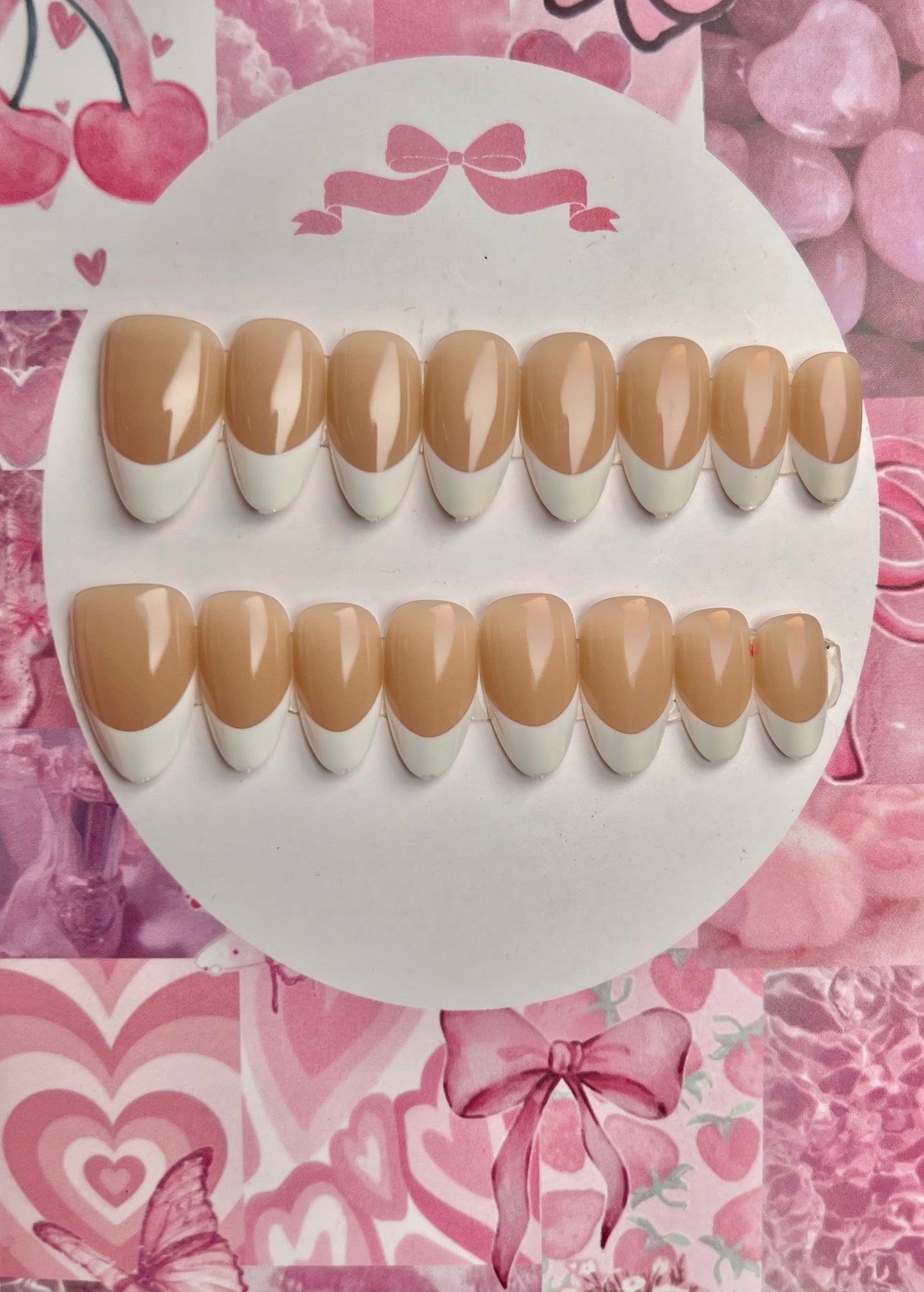 16pcs pure high quality french nail set - gift card packaging