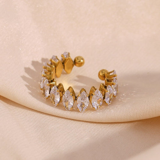 Premium stainless steel zircon ring adjustable