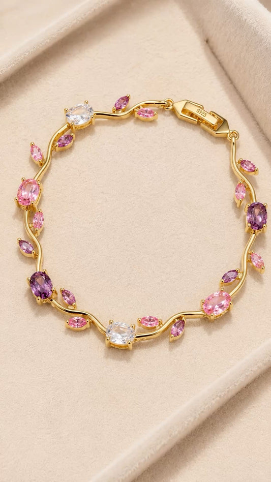 Pink purple white tulip bracelet