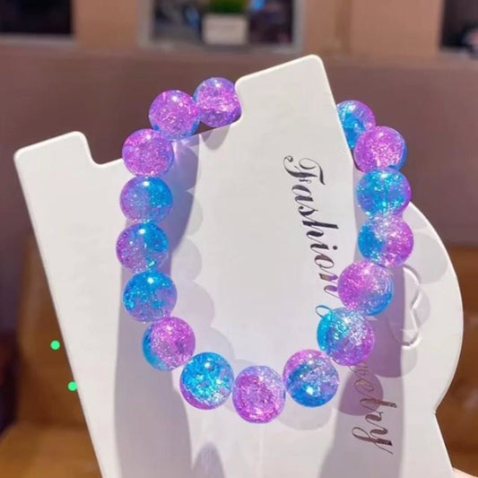 Pink&blue 10mm beaded bracelet