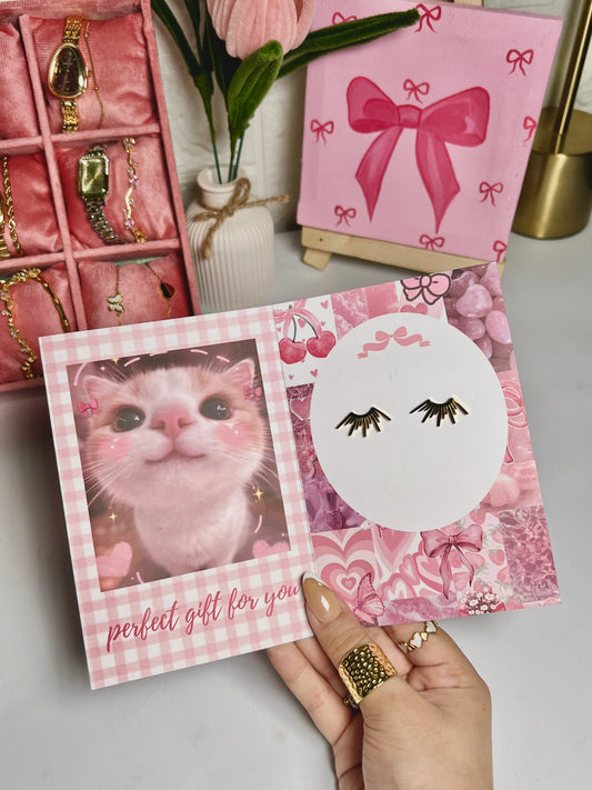 Cute elegant eyelash studs/earrings with premium gift card packaging