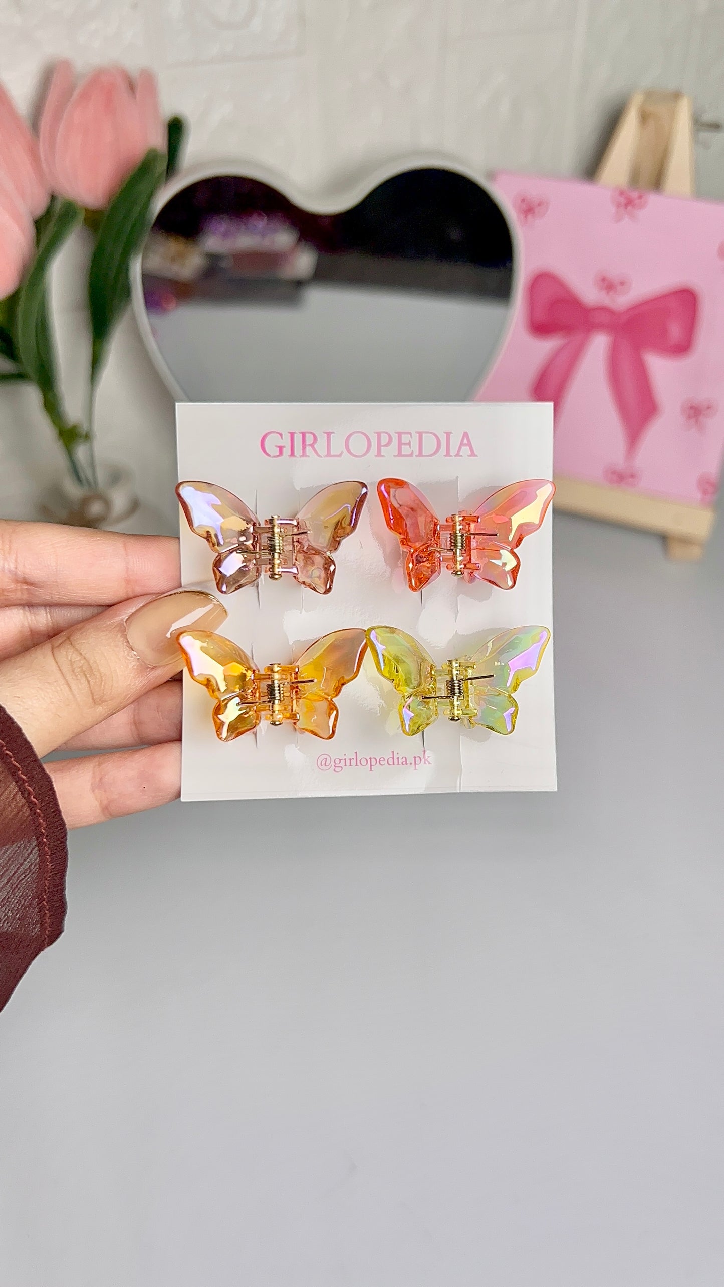Cute mini butterfly clips 4pcs card