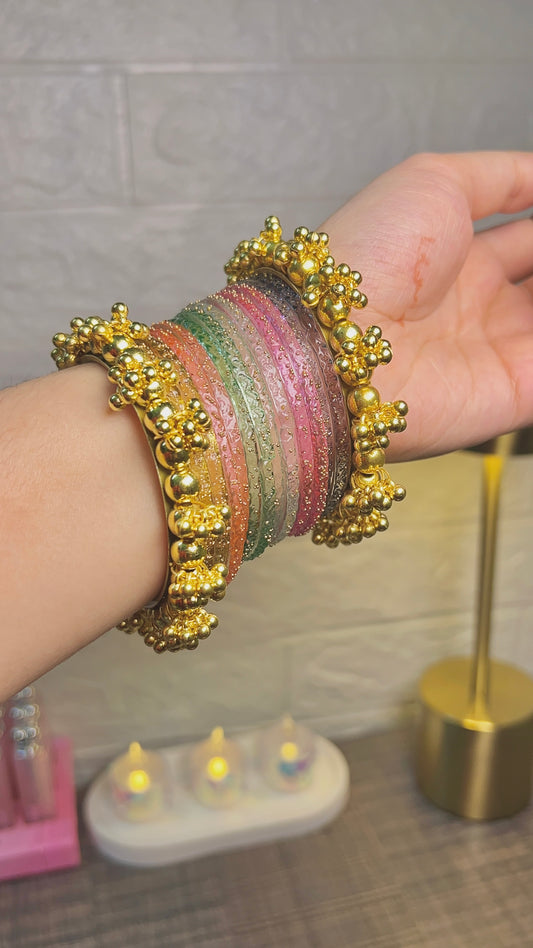 raindrop bangles set with golden kara