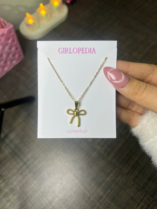 Stainless bow pendant chain