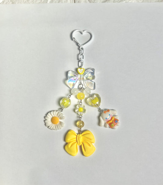 Cute yellow beaded keychain