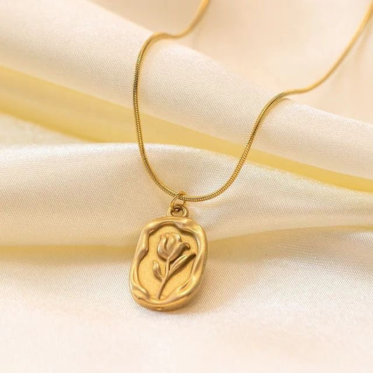 Viral golden rose pendant stainless steel pendant necklace
