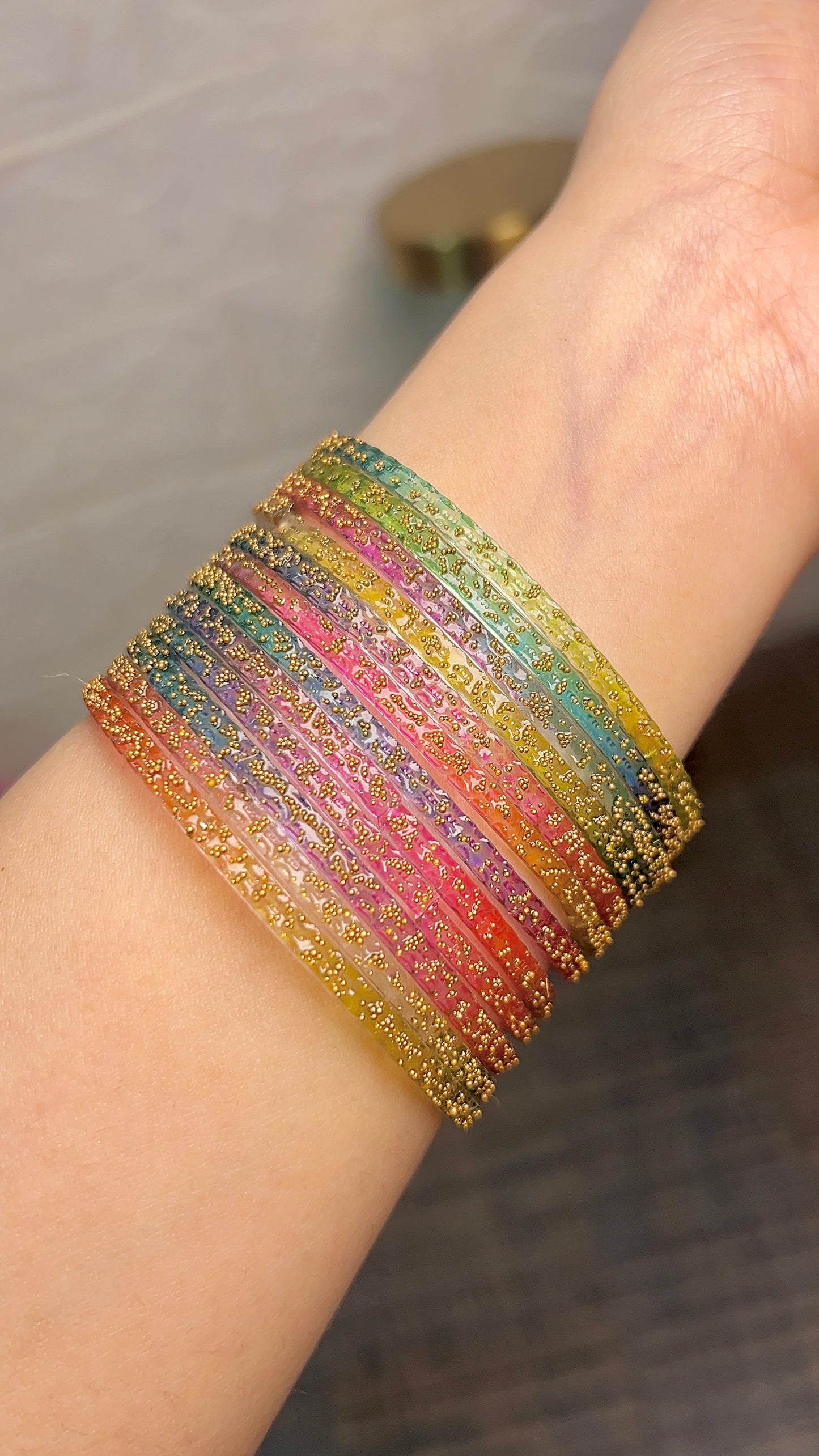 Multicolor raindrop bangles (1 dozen)