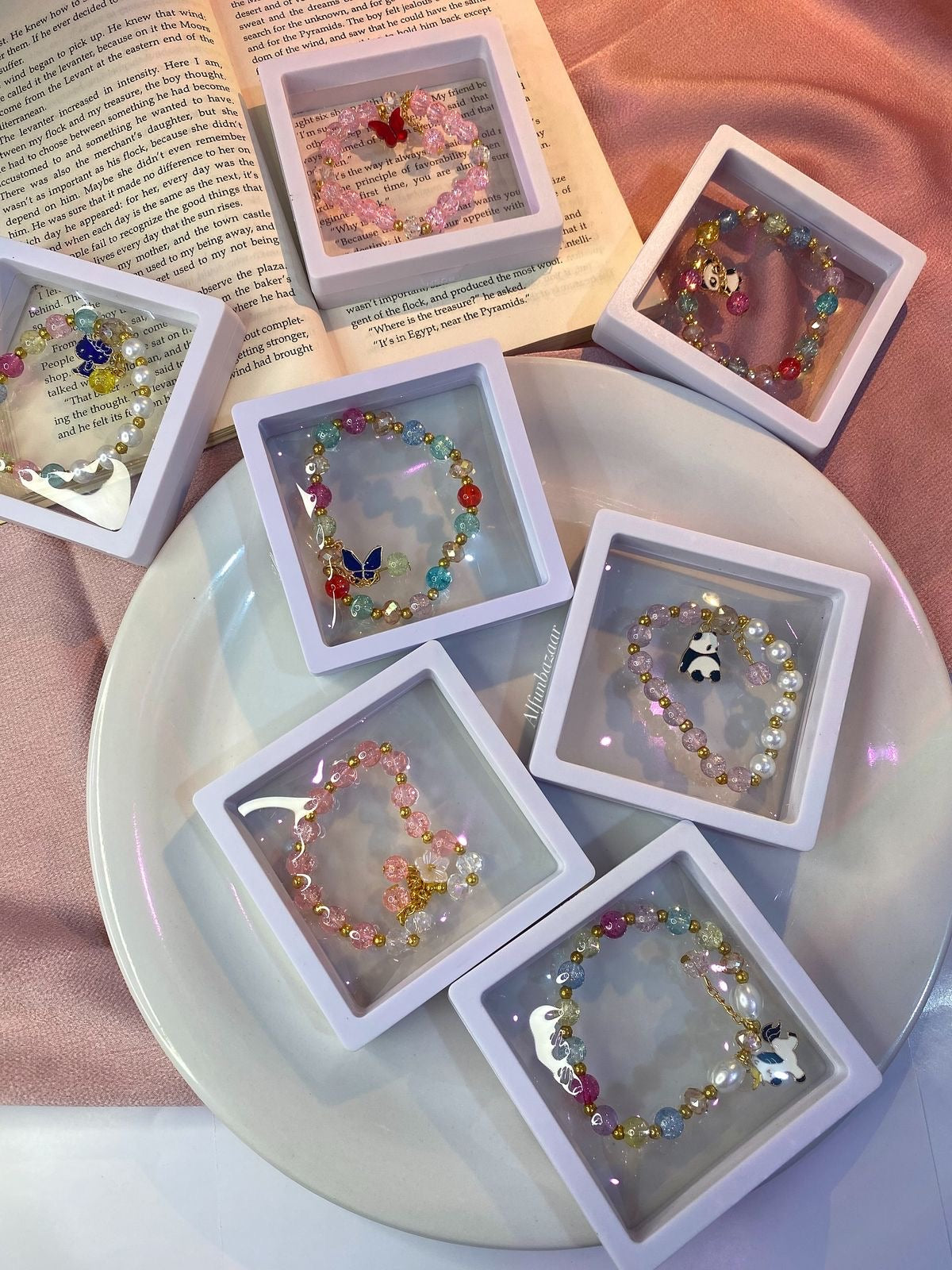 Cute beaded bracelet in high quality premium box packaging