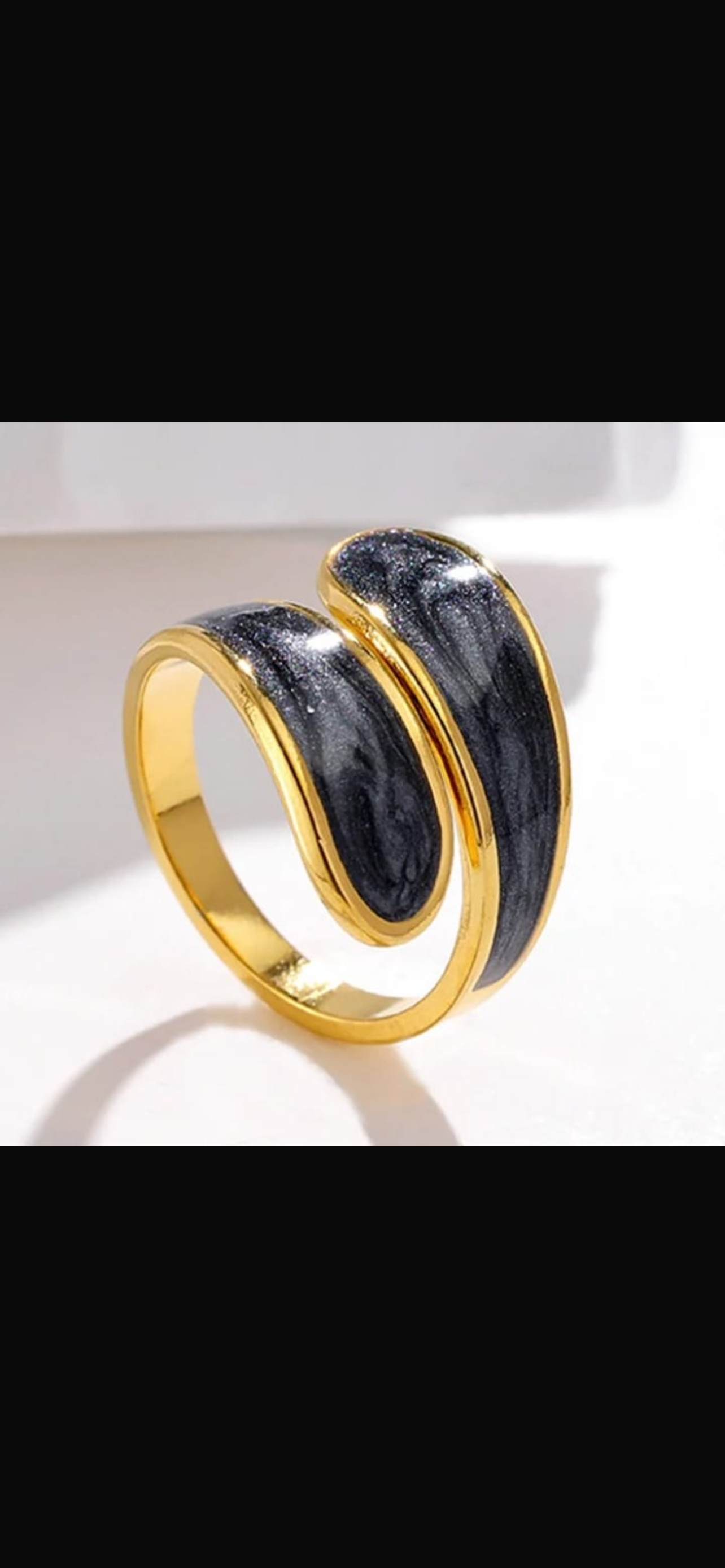 Retro gold color double oil drip open ring adjustable stainless steel