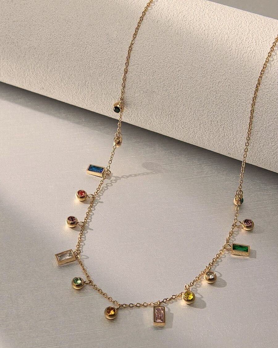 Multicolor stone necklace