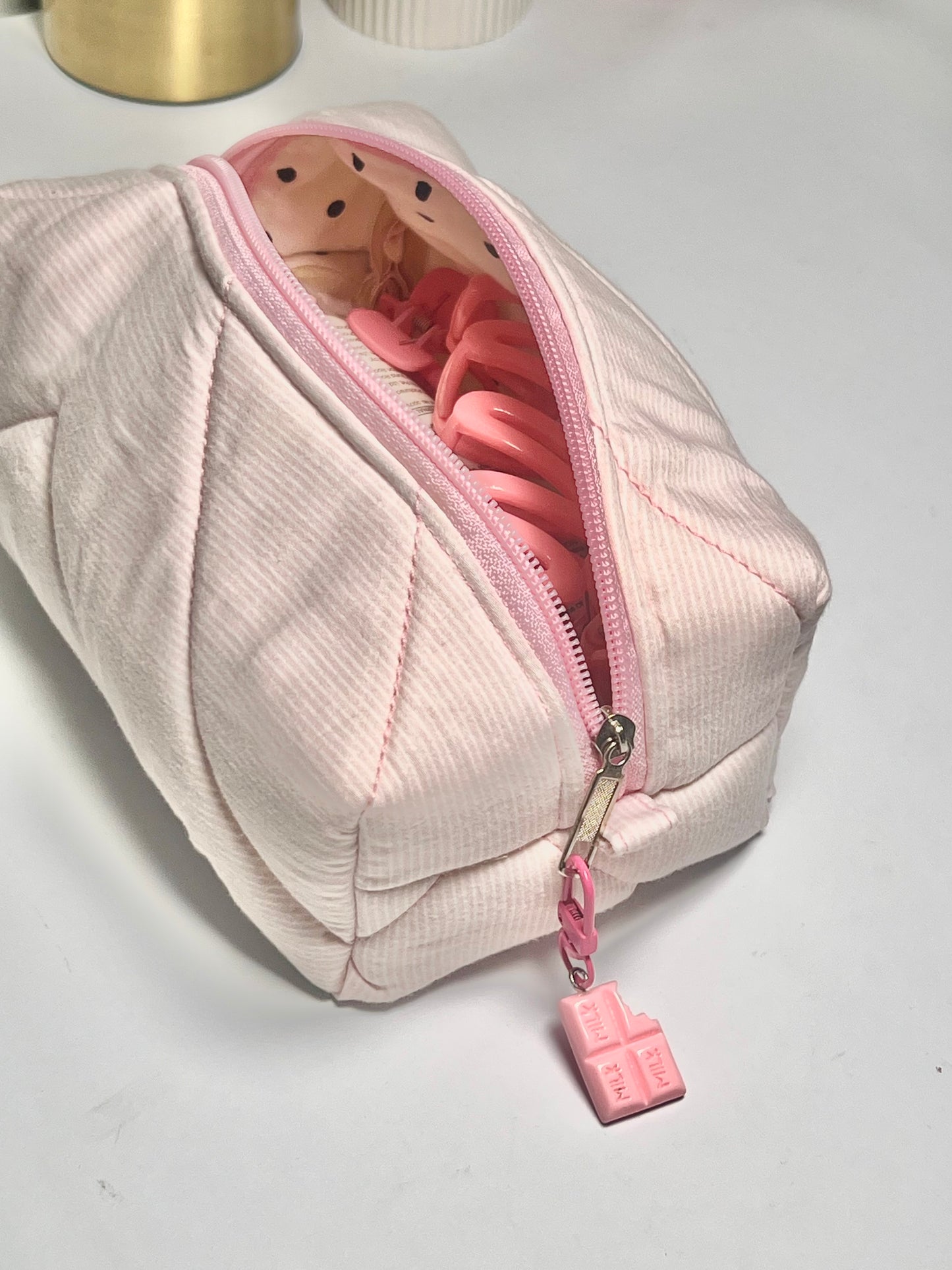 Cute pink makeup pouch