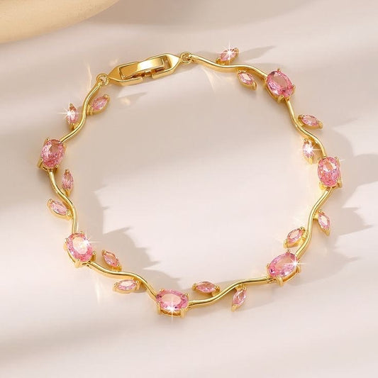 Pink & gold tulip bracelet