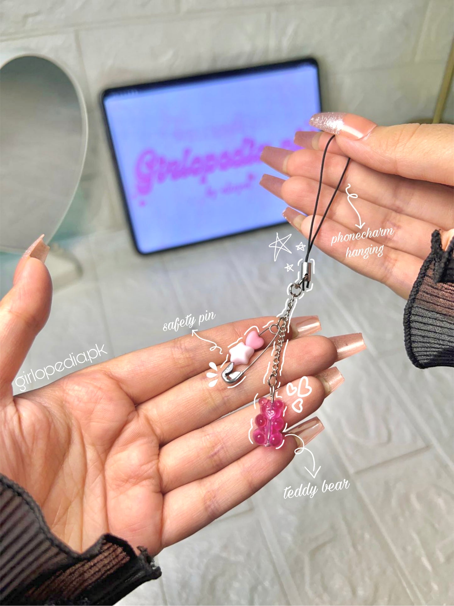 Cute minimal teddy phone charm