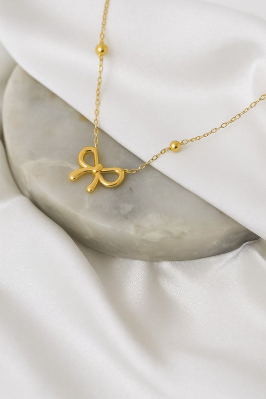 Stainless steel high quality minimal golden bow pendant