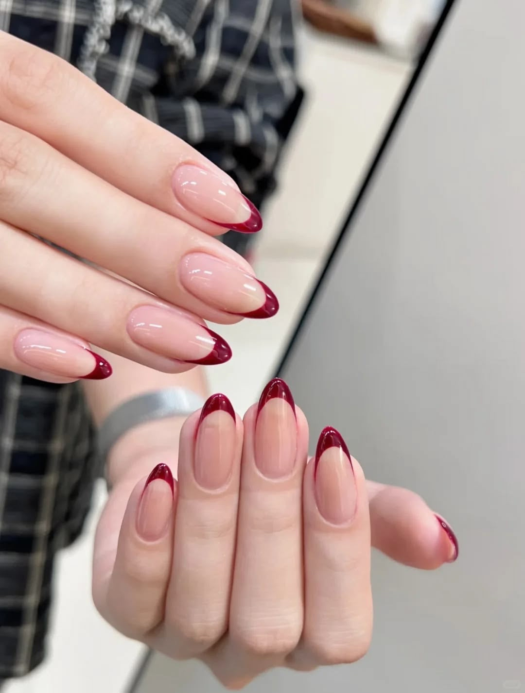 24pcs red manicure french nail set with free nail sticker tabs
