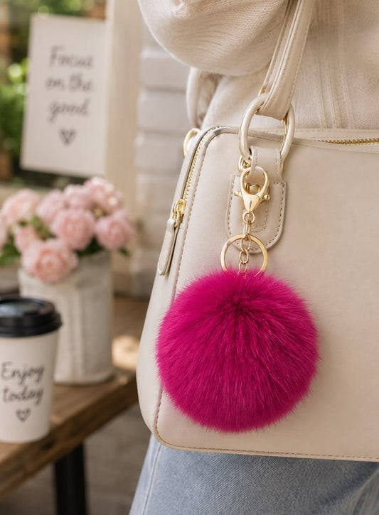 Pom pom fur keychain hanging cute keychain for bag