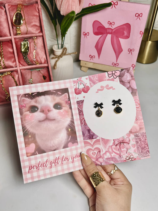 Cute bow korean style earring studs