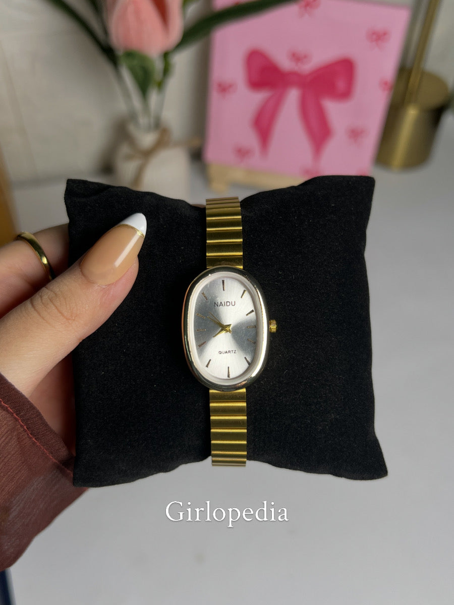 Classic stainless steel golden naidu watch