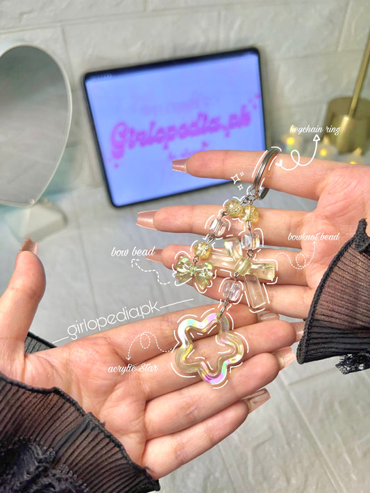 Cute star yellow beaded keychain
