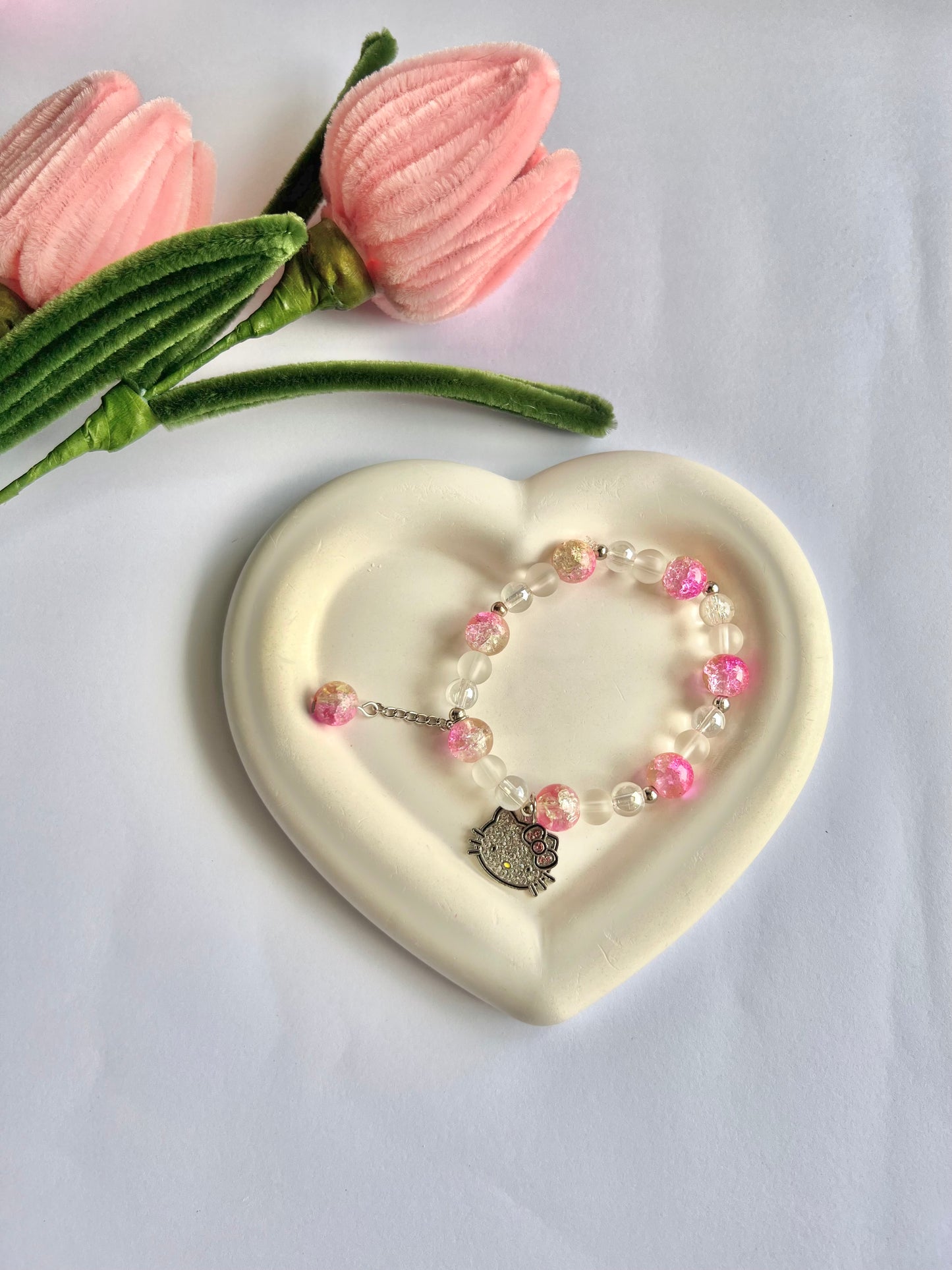Pink & white hello kitty bracelet