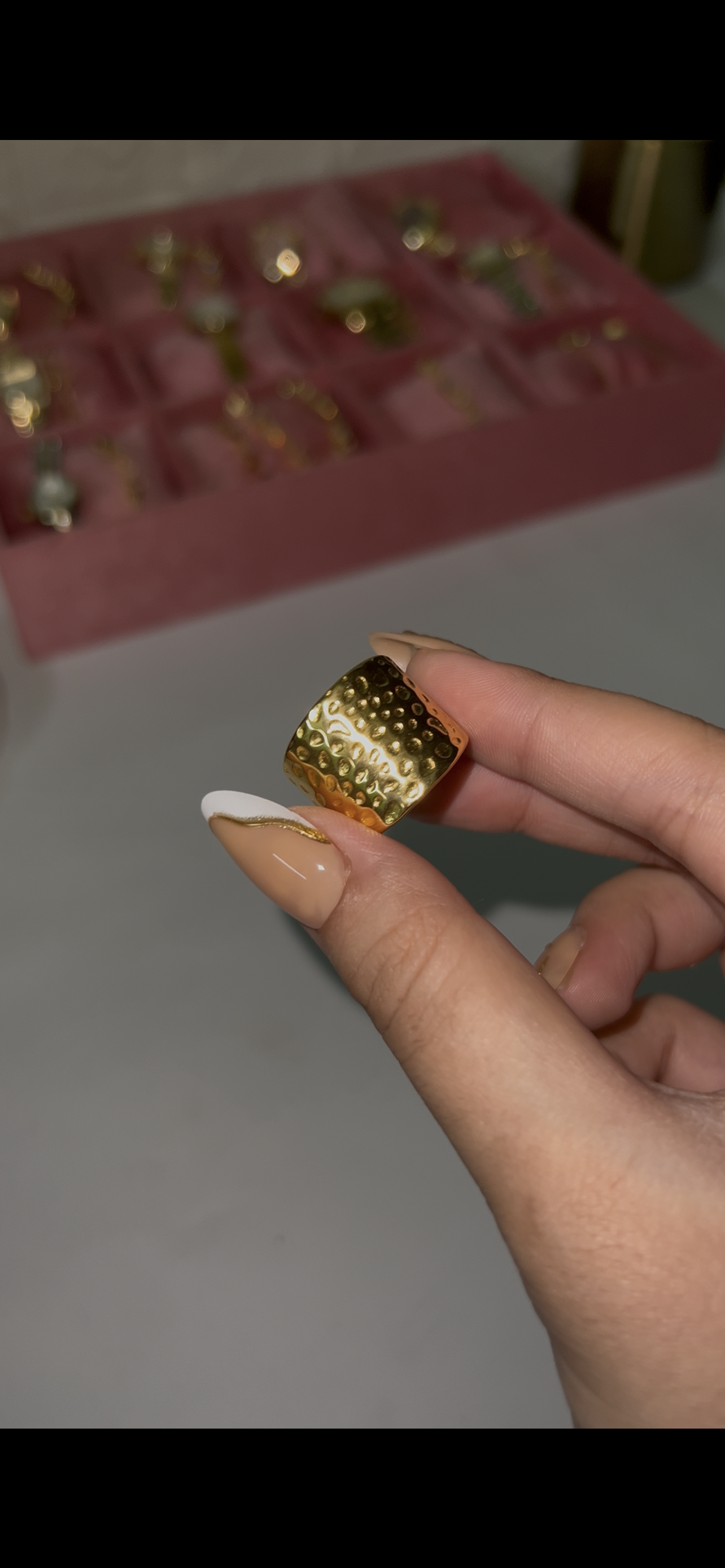 Chunky golden adjustable ring stainless steel
