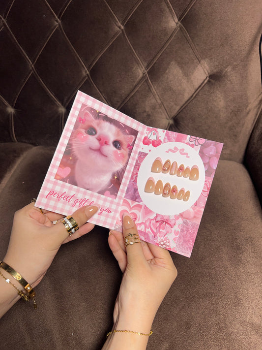 Realistic pink blossom 12pcs nail set