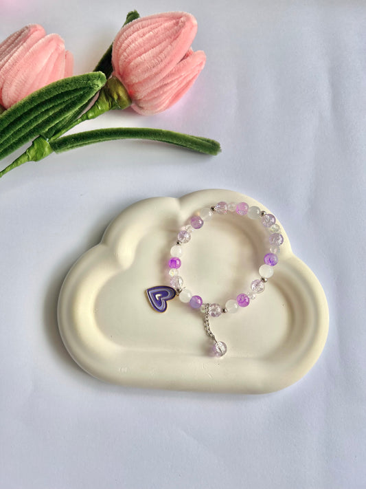 Purple heart beaded bracelet