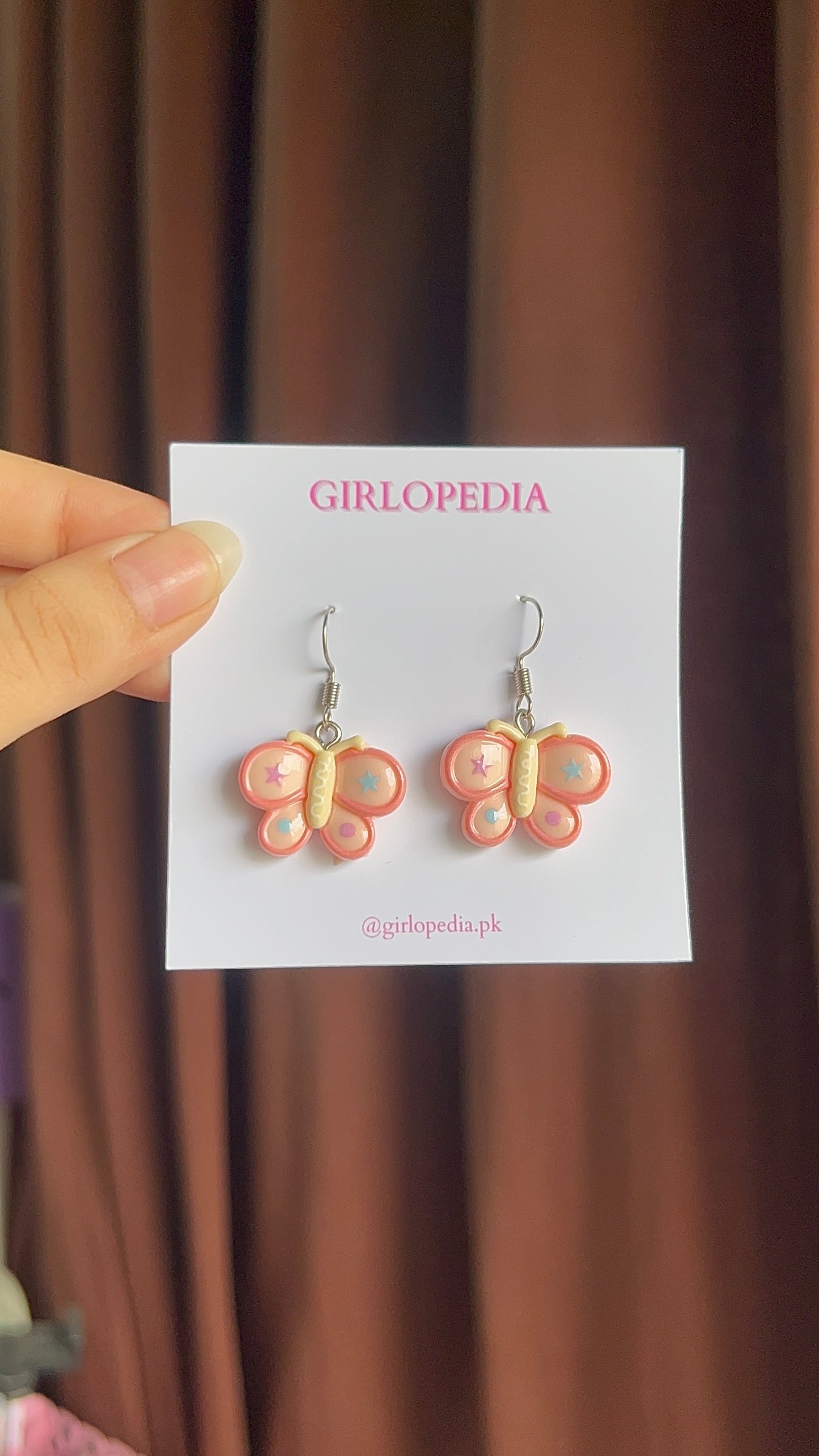 Cute pink butterfly earrings