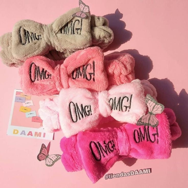 Cute bow furry skincare headband, facewash headband cute random colors