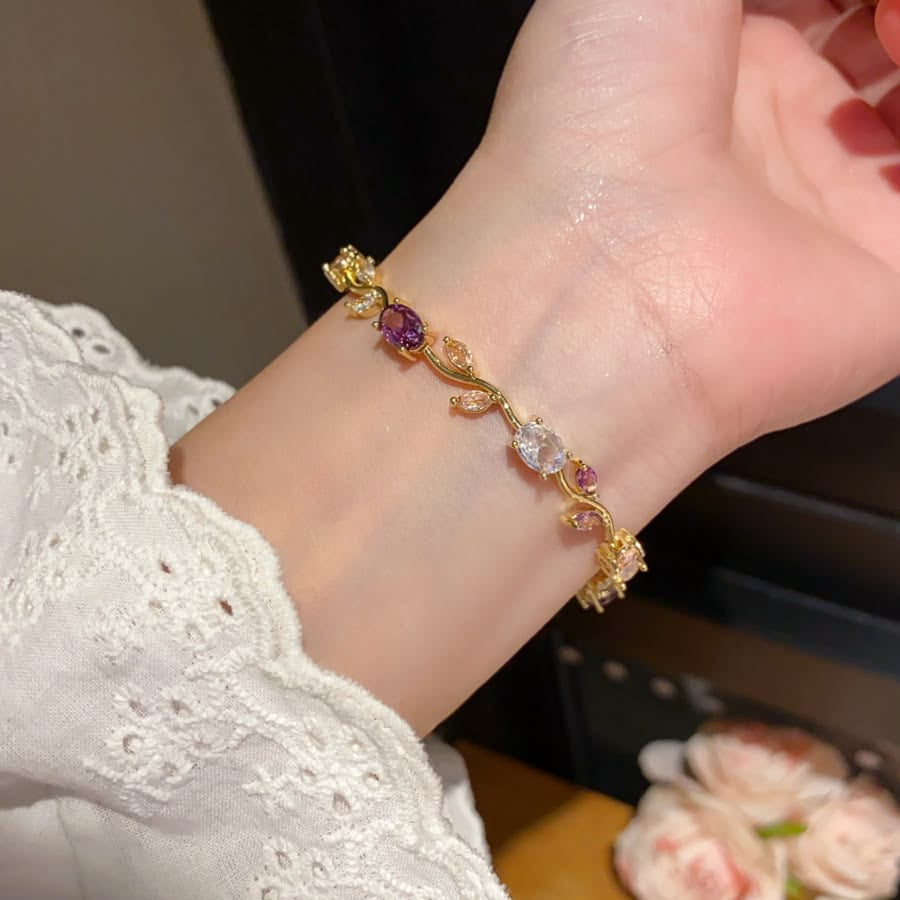 Pink purple white tulip bracelet