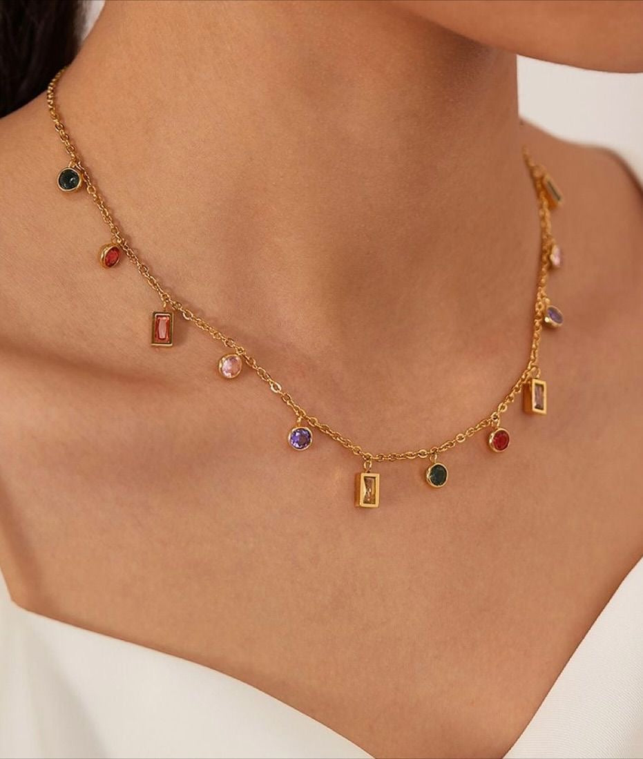 Multicolor stone necklace