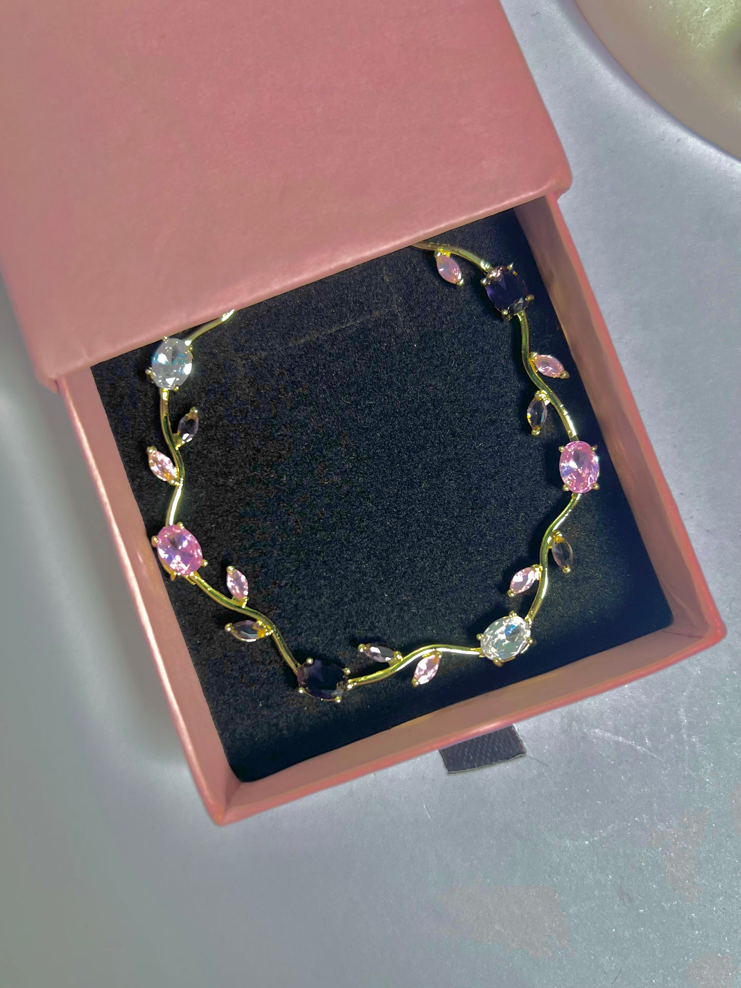Pink purple white tulip bracelet